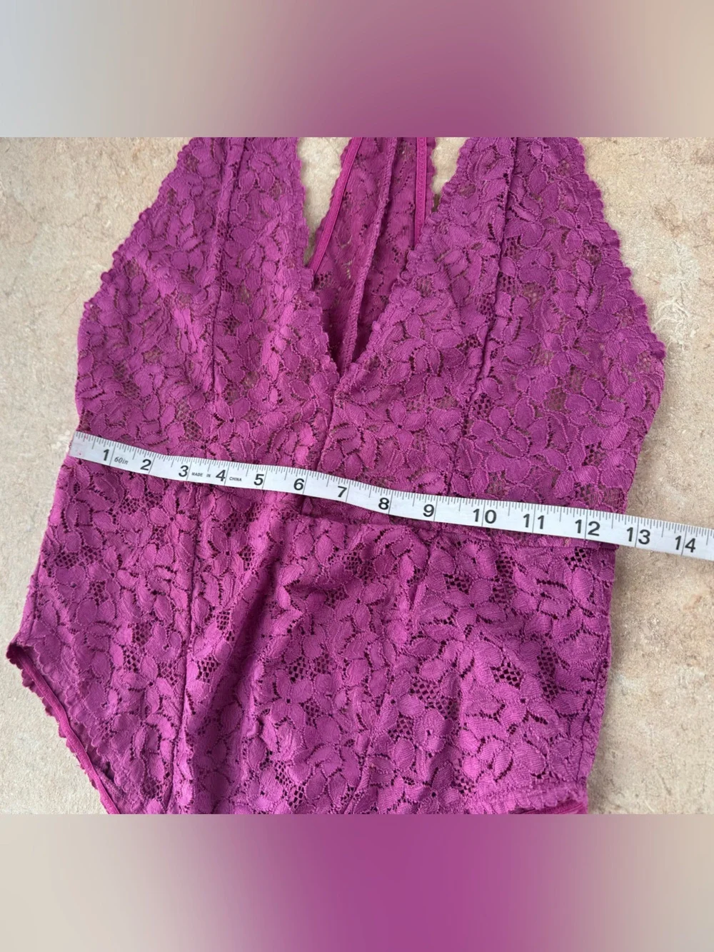 Free People Intimately Avery Lace Bodysuit, Vibrant Orchid- Size Medium
